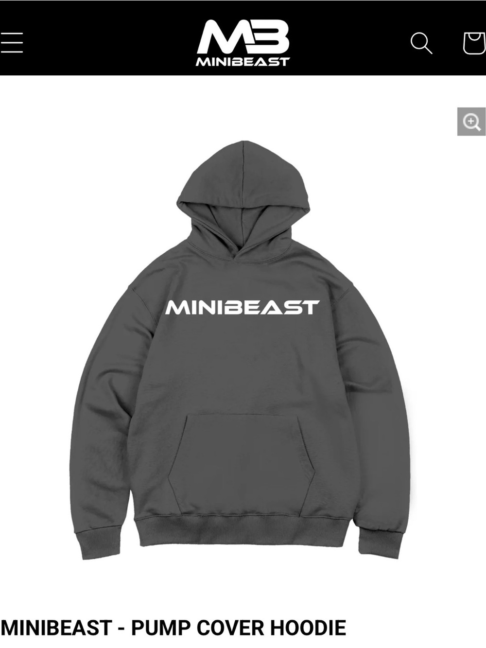 MINIBEAST MB Logo Hoodie - Charcoal - Size S - NEW
